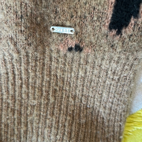 Guess Nala Leopard Fuzzy Puff Sleeve Oversized Sweater - L - Picture 11 of 15